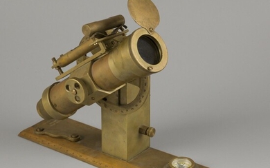 A surveyors' "Gustav Heyde" brass level spirit instrument (transit/ theodolite), Germany, late 19th century.