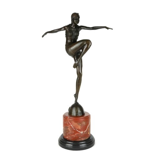 AFTER J. PHILLIP, A LARGE ART DECO STYLE BRONZE STATUE OF A ...