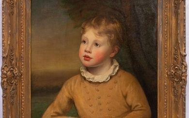 AFTER SIR WILLIAM BEECHEY, OIL ON CANVAS, H 23" W 20" PORTRAIT OF MASTER RUPERT HILL