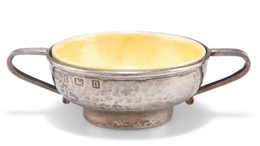 AN ARTS AND CRAFTS SILVER AND RUSKIN POTTERY BOWL, by