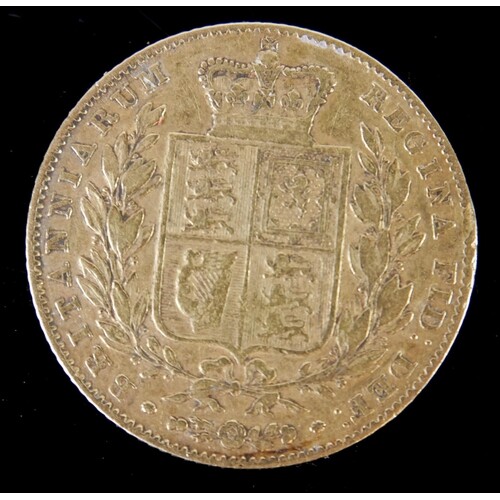 AN EARLY VICTORIAN 22CT GOLD FULL SOVEREIGN COIN Dated 1844 ...