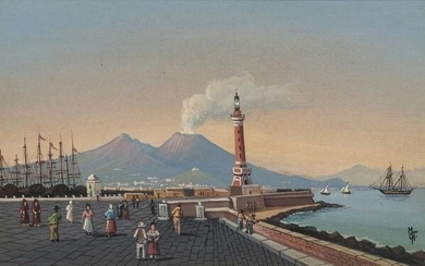 ANONYMOUS: View of Vesuvius with lighthouse