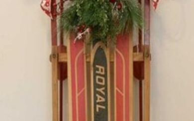 ANTIQUE ROYAL RAIL HOLIDAY DECORATED RAIL SLED