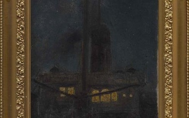 ARTHUR VIDAL DIEHL (Massachusetts/New York/England, 1870-1929), Deck of a steamship at night., Oil
