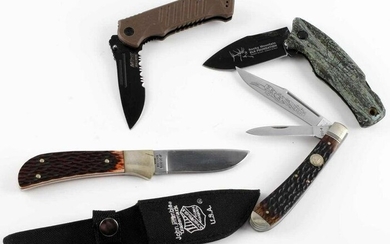 ASSORT VINTAGE FIXED BLADE & POCKET KNIFE LOT OF 4