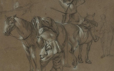 ATTRIBUTED TO ESAIAS VAN DE VELDE (DUTCH 1587 - 1630) STUDY OF HORSEMEN
