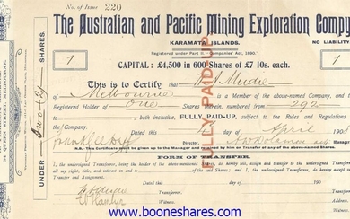 AUSTRALIAN AND PACIFIC MINING EXPLORATION COMPY.