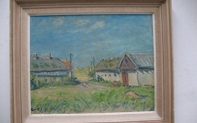 Aage Bernhard-Frederiksen: Summer landscape. Signed B-F. Oil on canvas. Visible size 41×55 cm. Frame size 54×64 cm.