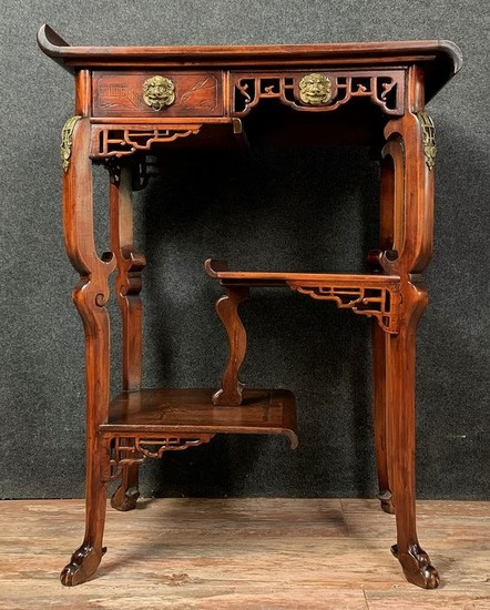 According to Gabriel Viardot: superb ceremonial table in ironwood and marquetry - Wood - Mid 19th century