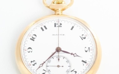 Agassiz Chronograph 14K Yellow Gold Pocket Watch R
