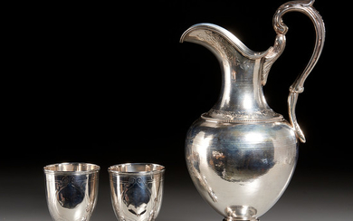 American Neo-Classical Sterling Ewer & Goblets