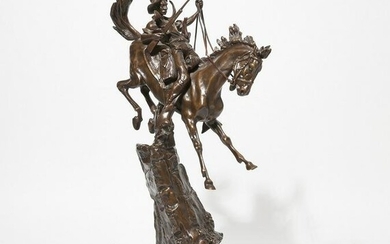 American bronze figure of a cowboy, after Kauba