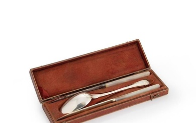An 18th century French metalwares vermeil 4-piece travelling cutlery set