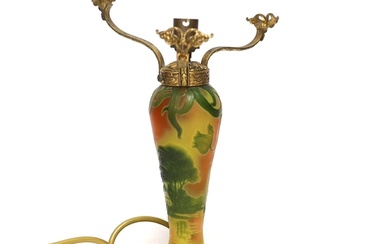 An Art Nouveau cameo glass lamp base by J. Michael, Paris, g...