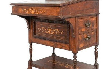 An Edwardian Inlaid Rosewood Davenport Desk Height 35 x