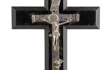 An Italian silver 833/1000 crucifix - Naples 1839-1872 cast silveron...