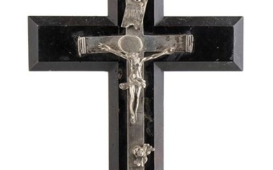 An Italian silver 833/1000 crucifix - Naples 1839-1872 cast...