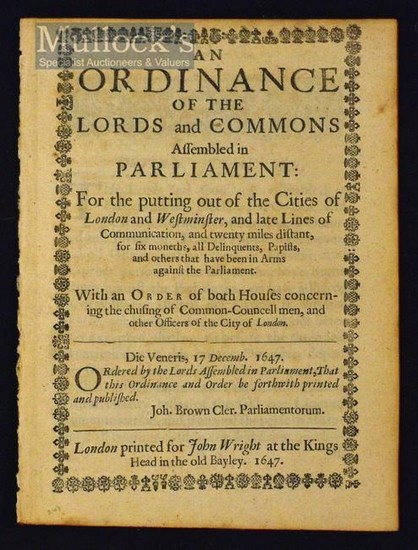 An Ordinance In The Lords And Commons For...