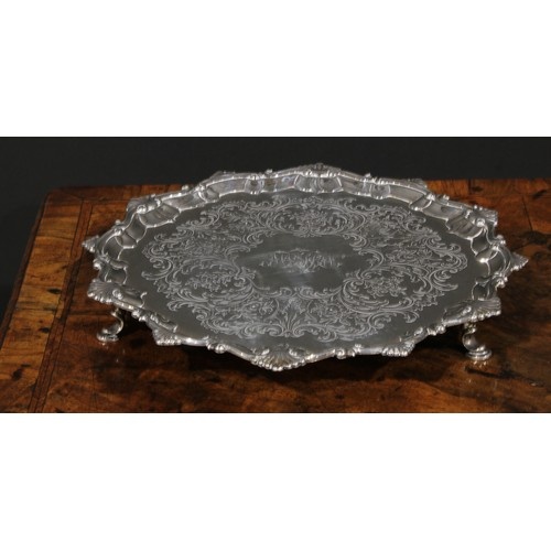 An early George III silver shaped octagonal salver, shell, C...