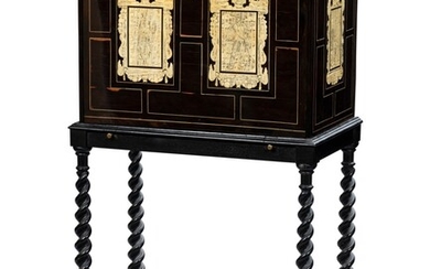 An ebony and ivory cabinet, probably Flemish, 17th century | Cabinet en placage d'ébène et marqueterie d'ivoire, travail probablement flamand du XVIIème siècle
