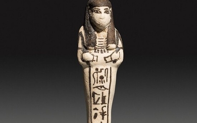 Ancient Egyptian Faience New Kingdom, Shabti Isetnofret II the princess daughter pharaoh RAMSES II. 14 cm H. Intact.
