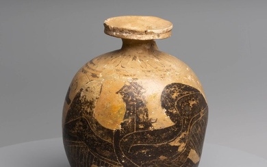 Ancient Greek Ceramic Corinthian Aryballos. 14.5 cm H. Very big. - 14.5 cm