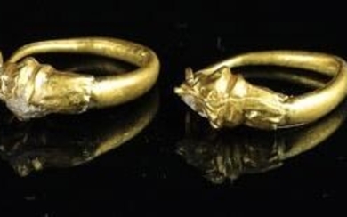 Ancient Greek Gold hellenistic earrings - 1.2×1×1.2 cm - (2)