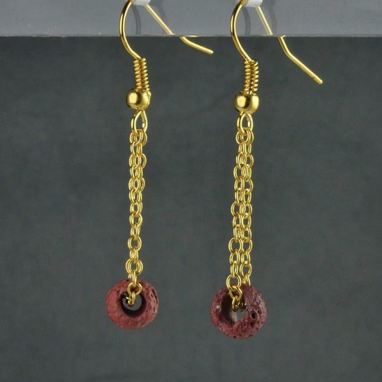 Ancient Roman Glass Earrings with red glass beads - (1)