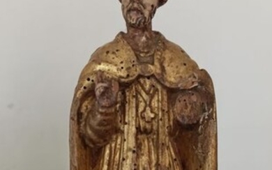 Ancient wooden sculpture - Bishop - Wood - Late 16th century