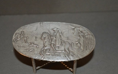 Antique 19th Century Silver Miniature Table ,Hunting