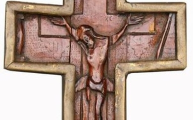 Antique Carved Wooden Russian Crucifix