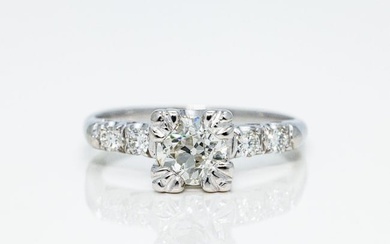 Antique Deco Platinum Old Diamond Engagement Ring