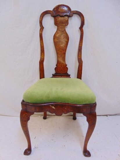 Antique Dutch marquetry chair, with floral inlay, chair