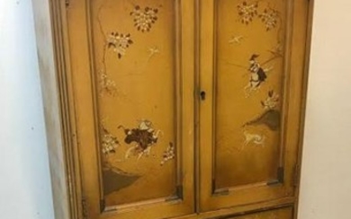 Antique Hand Painted Chinoiserie Motif Cabinet