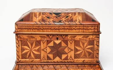 Antique Parquetry Inlaid Hinged Lid Box
