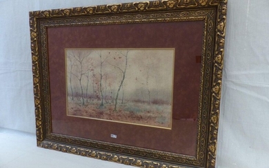 Watercolour "Landscape". Signed Nestor Outer. Size: 45.5 x 28.5 cm....