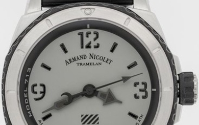 Armand Nicolet - Automatic S05-3 Diver Grey Military Rubber Strap Swiss Made- A713PGN-GN-G9610 - Men - Brand New