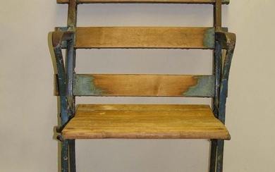 BABE RUTH ERA CAST IRON WOOD YANKEE STADIUM SEAT CHAIR with the original cast iron and wooden