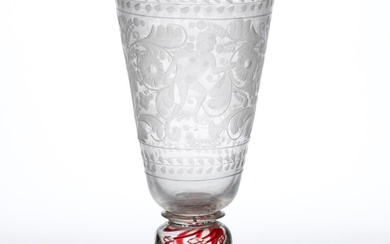 BOHEMIAN FREE-BLOWN AND ENGRAVED GOBLET