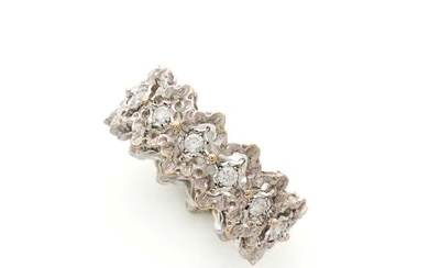 BUCCELLATI "Rombi Eternelle" model Ring in 18k (750‰) openwork white gold, finely chiseled