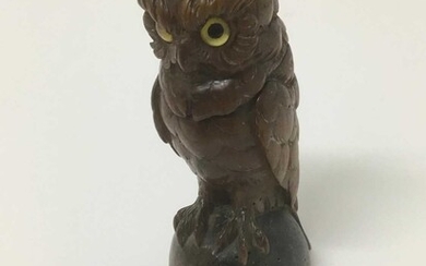 Black Forrest carved owl novelty inkwell