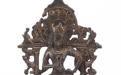 Bouddha (Buddha) en bronze à patine brune, Tibet-Népal Xe-XIe