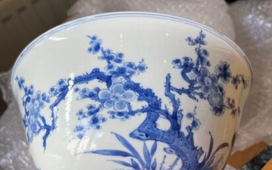 Bowl (1) - Porcelain - Large 21.7cm 岁寒三友 康熙 the 3 winter friends - China - 18th century