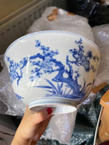 Bowl (1) - Porcelain - Large 21.7cm 岁寒三友 康熙 the 3 winter friends - China - 18th century
