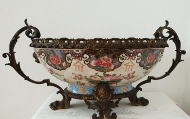 Bowl - Bronze (gilt), Porcelain - 19th century
