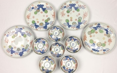 Bowl, Plates (10) - Hizen - Porcelain - Phoenix - Japan - Late Edo period