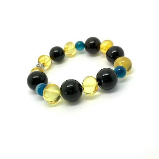 Bracelet Baltic amber Agate beads