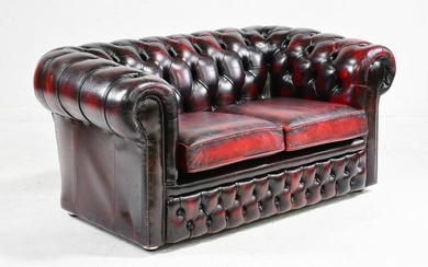 British Oxblood Red Leather 2 Seater / Loveseat