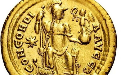 Byzantine Empire. Theodosius II (AD 402-450). Gold Solidus,Constantinople, circa AD 408-430