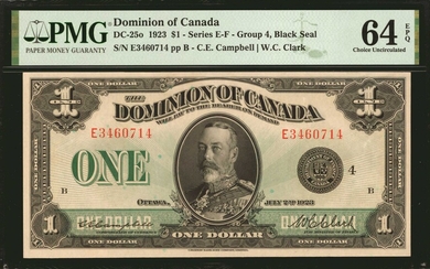 CANADA. Dominion of Canada. 1 Dollar, 1923. DC-25o. PMG Choice Uncirculated 64 EPQ.